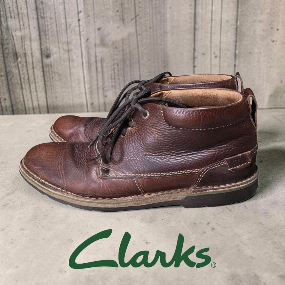 Clarks Mens Collection Edgewick Leather Chukka Mid Boots Dark Brown 9.5
